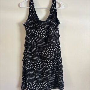 S.L. Fashions Black and White Polka Dot Midi Dress